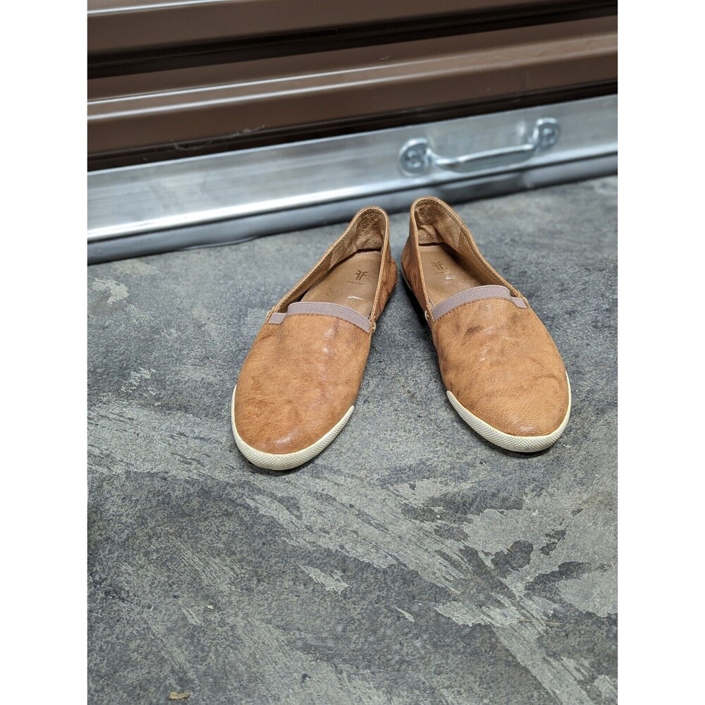 Coastal Grandma Frye Size 10M Brown Leather Melanie Slip-On Flat Shoes Sneaker‎